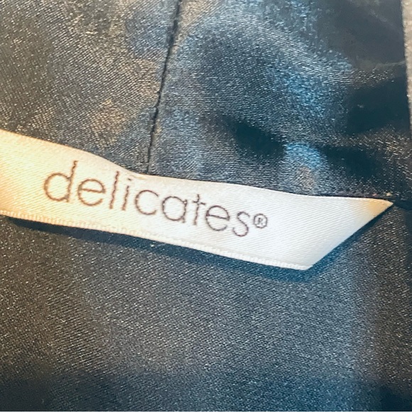 Delicates Black Satin Robe with Rose Accents on sleeve - Picture 6 of 8